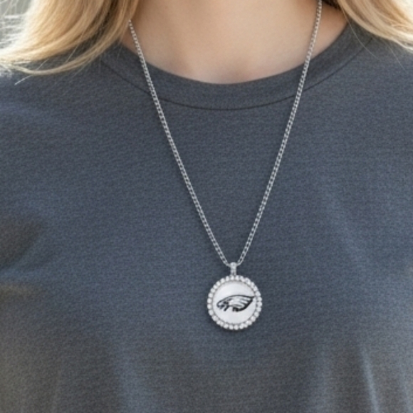 charmed by slg Jewelry - Philadelphia Eagles Pendant Necklace with Green and White Accent